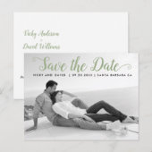 Carte Postale Sage green script mariage Enregistrer la photo Dat (Devant / Derrière)