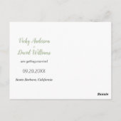 Carte Postale Sage green script mariage Enregistrer la photo Dat (Dos)