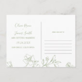 Carte Postale Sage ligne verte fleurit mariage Enregistrer la da (Dos)