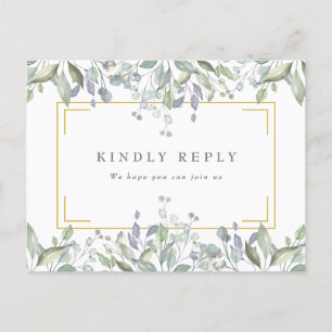 Carte Postale Sage Lilac Verdure Mariage RSVP Invitation