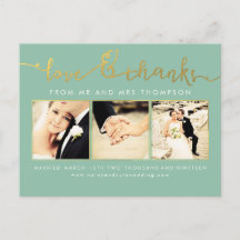 Sage Mint Gold Mariage Love & Thanks Script Photo