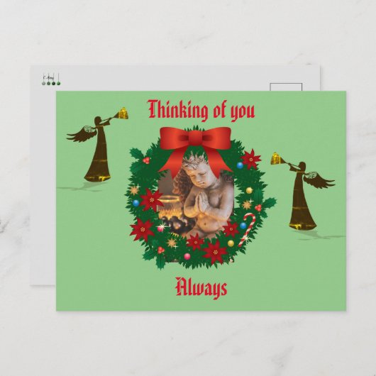 Carte Postale Sage -Penser à vous -toujours Holiday Angel (Devant / Derrière)