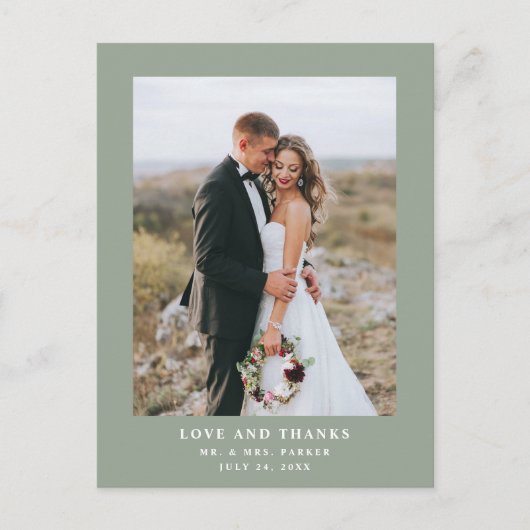 Carte Postale Sage vert avec texte et photo | Remerciements pour (Devant)