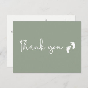 Carte Postale Sage vert minimaliste simple Baby shower