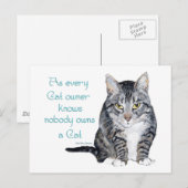 Carte Postale Sagesse de chat - comme tout propriétaire de chat (Devant / Derrière)