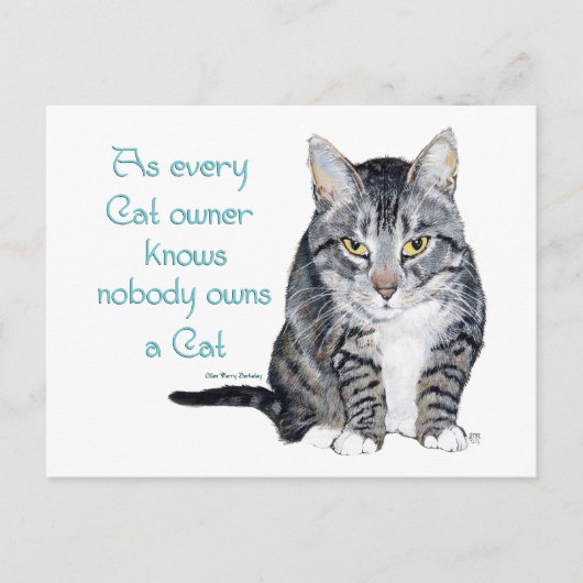 Carte Postale Sagesse de chat - comme tout propriétaire de chat (Devant)