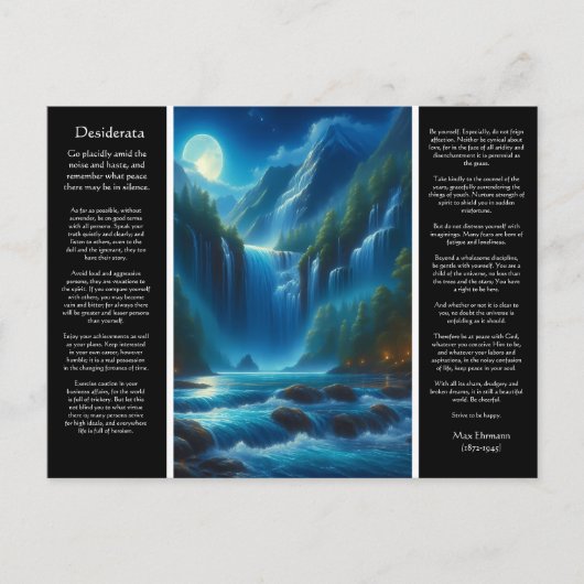Carte Postale Sagesse de la cascade de Desiderata (Devant)