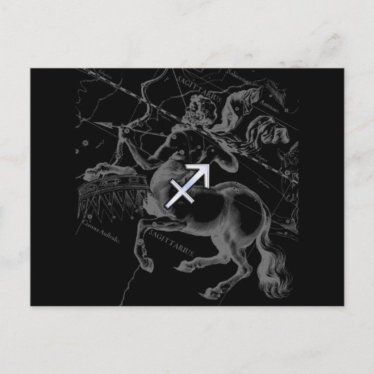 Carte Postale Sagittaire Signe du zodiaque de style Chrome sur H (Devant)