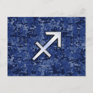 Carte Postale Sagittaire Symbole du zodiaque Camouflage numériqu