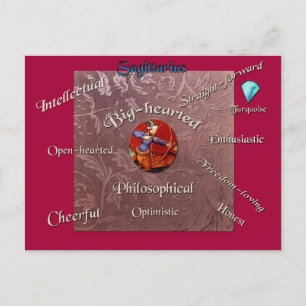 Carte Postale Sagittarius characteristics zodiac card