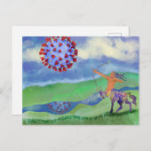 Carte Postale Sagittarius combat le virus de la maladie covide (Devant / Derrière)