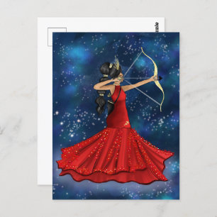 Carte Postale Sagittarius Female Goddess Illustration de mode