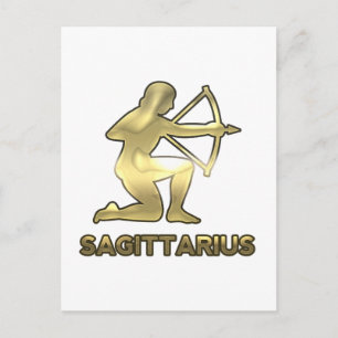 Carte Postale Sagittarius signe zodiaque - ancienne édition or