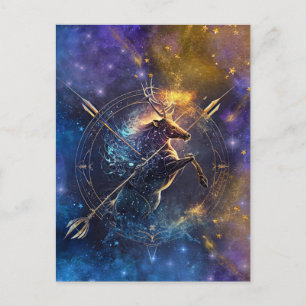 Carte Postale Sagittarius signe Zodiaque Aquarelle Design