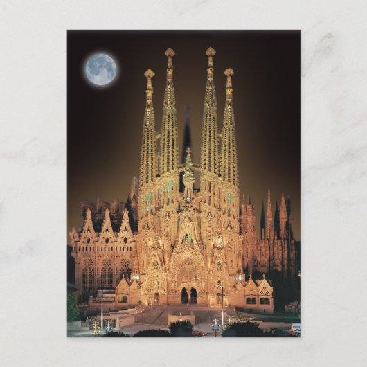 CARTE POSTALE SAGRADA FAMILIA BASILICA À BARCELONE, ESPAGNE. (Devant)