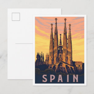 Carte Postale Sagrada Familia Espagne Voyage Vintage