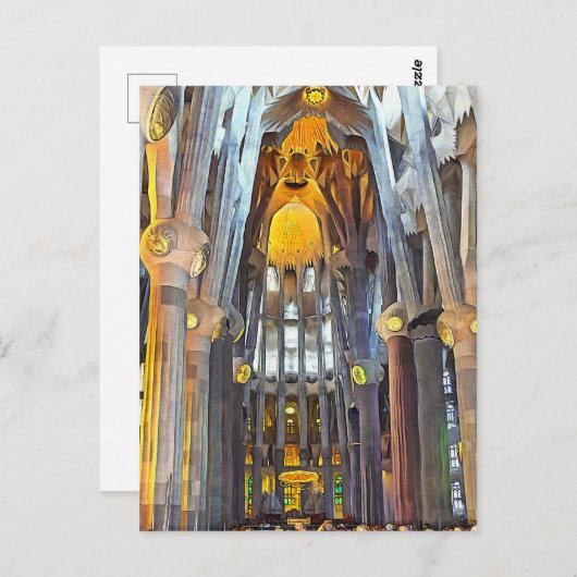 Carte Postale Sagrada Familia. Intérieur. Vue 15. (Devant / Derrière)