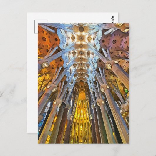 Carte Postale Sagrada Familia. Intérieur. Vue 21. (Devant / Derrière)