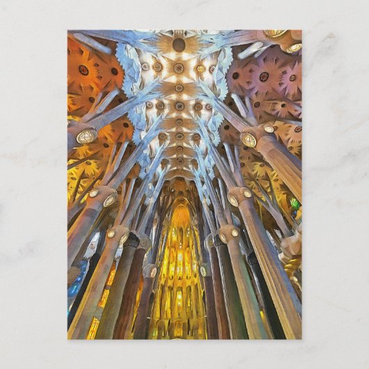 Carte Postale Sagrada Familia. Intérieur. Vue 21. (Devant)