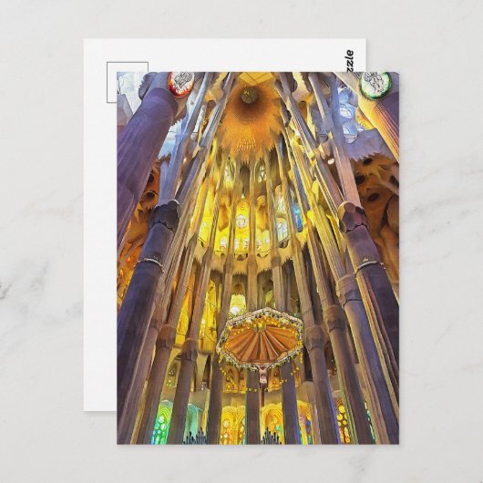 Carte Postale Sagrada Familia. Intérieur. Vue 22. (Devant / Derrière)
