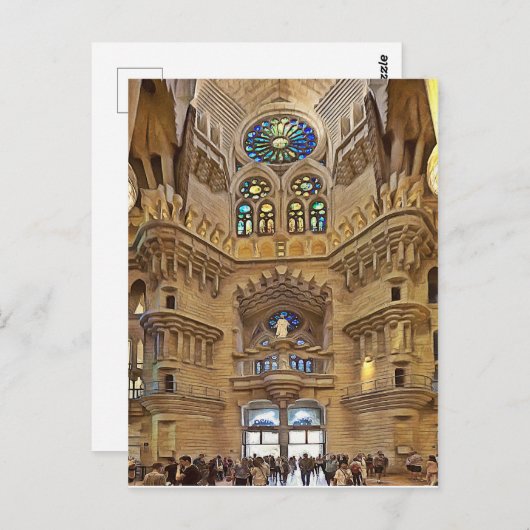 Carte Postale Sagrada Familia. Intérieur. Vue 32. (Devant / Derrière)