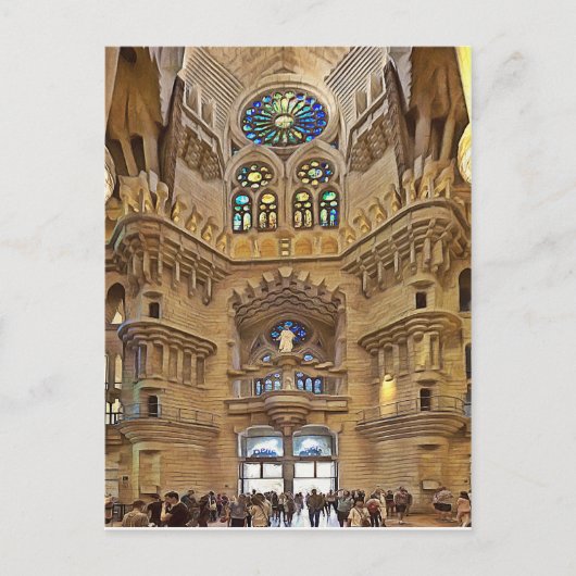 Carte Postale Sagrada Familia. Intérieur. Vue 32. (Devant)
