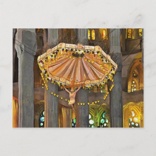 Carte Postale Sagrada Familia. Intérieur. Vue 4. (Devant)