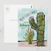 Carte Postale Saguaro Cactus avec lumières de Noël (Devant / Derrière)