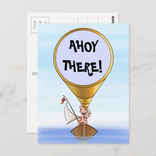 Carte Postale Sailor avec un télescope saluant (Devant / Derrière)