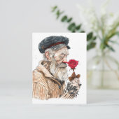 Carte Postale Sailor Holding Red Rose In Romantisailor; bottle s (Debout devant)