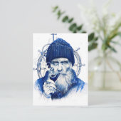 Carte Postale Sailor Steering Wooden Ship Wheel With Pipe (Debout devant)