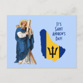 Carte Postale Saint André avec drapeau-carte de la Barbade Fête  (Devant)