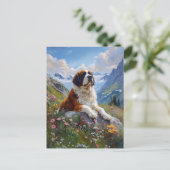 Carte Postale Saint Bernard Champ Fleur sauvage Pittoresque (Debout devant)