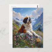 Carte Postale Saint Bernard Champ Fleur sauvage Pittoresque (Devant / Derrière)