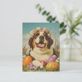 Carte Postale Saint Bernard Vintage Pâques (Debout devant)
