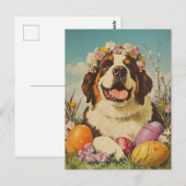 Carte Postale Saint Bernard Vintage Pâques (Devant / Derrière)