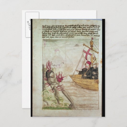 Carte Postale Saint Brendan dans son navire (Devant / Derrière)