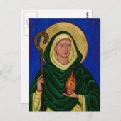 Carte Postale Saint Brigid avec le feu Saint (Devant / Derrière)