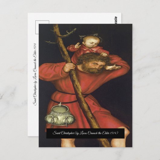 Carte Postale Saint Christopher avec le Christ enfant (Devant / Derrière)