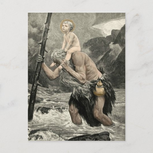 Carte Postale Saint Christopher Christ Travel Engraving Mogk (Devant)