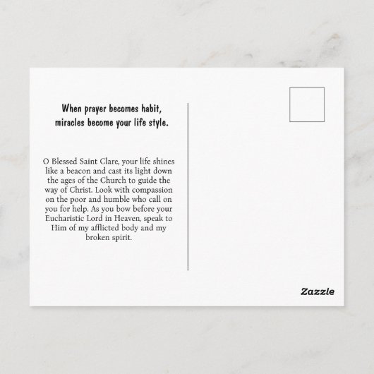 Carte Postale Saint Clare Assisi (Dos)