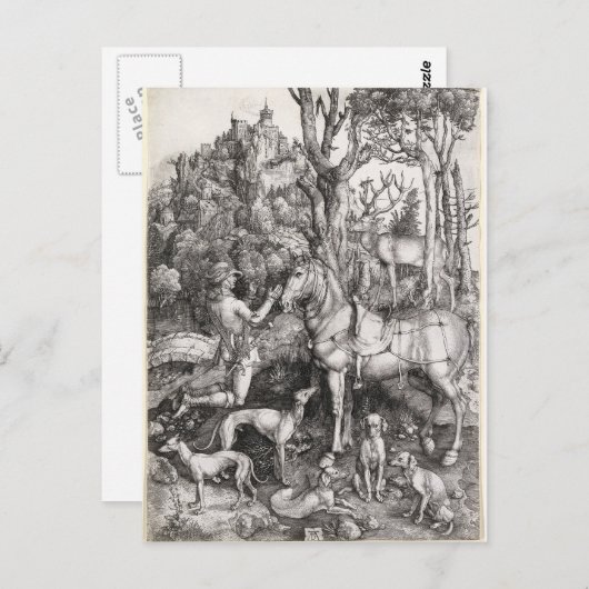 Carte Postale Saint Eustace Engraving par Albrecht Durer (Devant / Derrière)