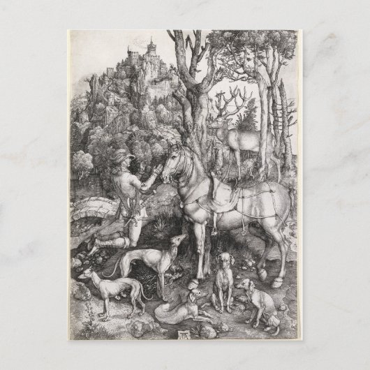 Carte Postale Saint Eustace Engraving par Albrecht Durer (Devant)