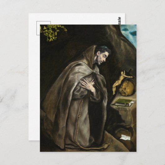 Carte Postale Saint Francis Kneeling dans la méditation par El G (Devant / Derrière)