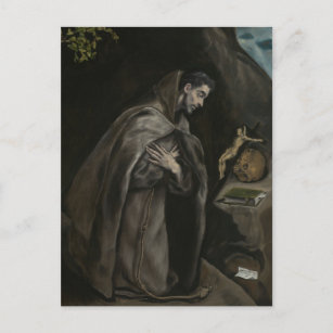 Carte Postale Saint Francis Kneeling dans la méditation par El G