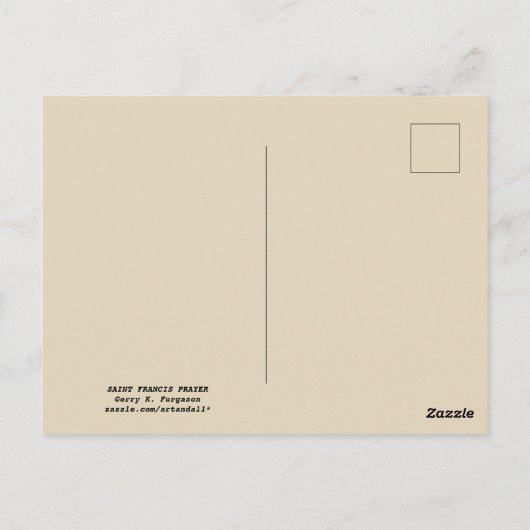 CARTE POSTALE SAINT FRANCIS PRAYER (Dos)