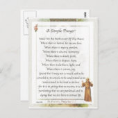 Carte Postale saint francis prière simple pour la paix (Devant / Derrière)