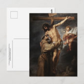 Carte Postale Saint François d'Assise Embrasser le Christ par Mu (Devant / Derrière)