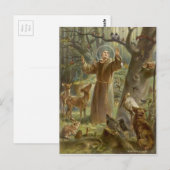 Carte Postale Saint François d'Assise Entouré d'animaux (Devant / Derrière)