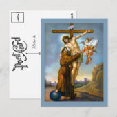 Carte Postale Saint François d'Assise Jésus Crucifixion Angels (Devant / Derrière)